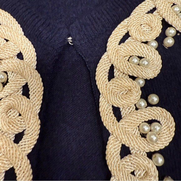 Hadley Vintage Women’s 100% Cashmere Handmade Navy Cardigan Sweater  Sz M - Picture 10 of 15